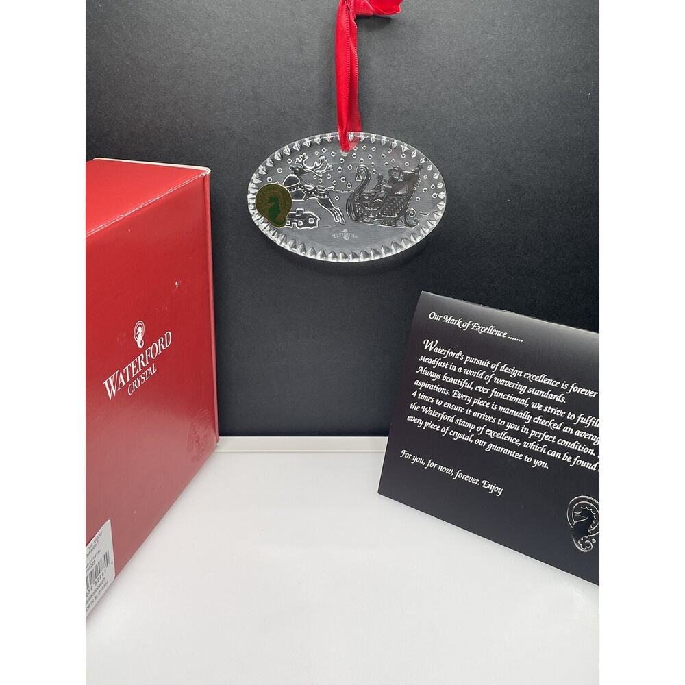 Waterford Crystal Twas Night Before Christmas Ornament. Santa Sled. New in Box
